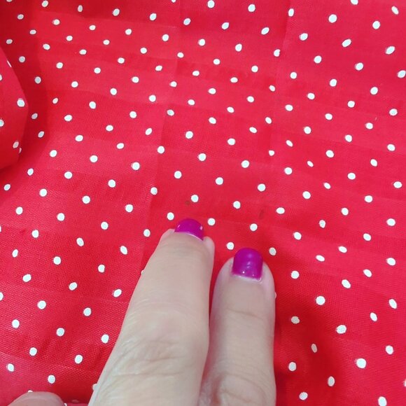 Vintage 70s Prairie Maxi Skirt X Small 2 Red Ruffle Polka Dot Paddle Saddle - Picture 10 of 10